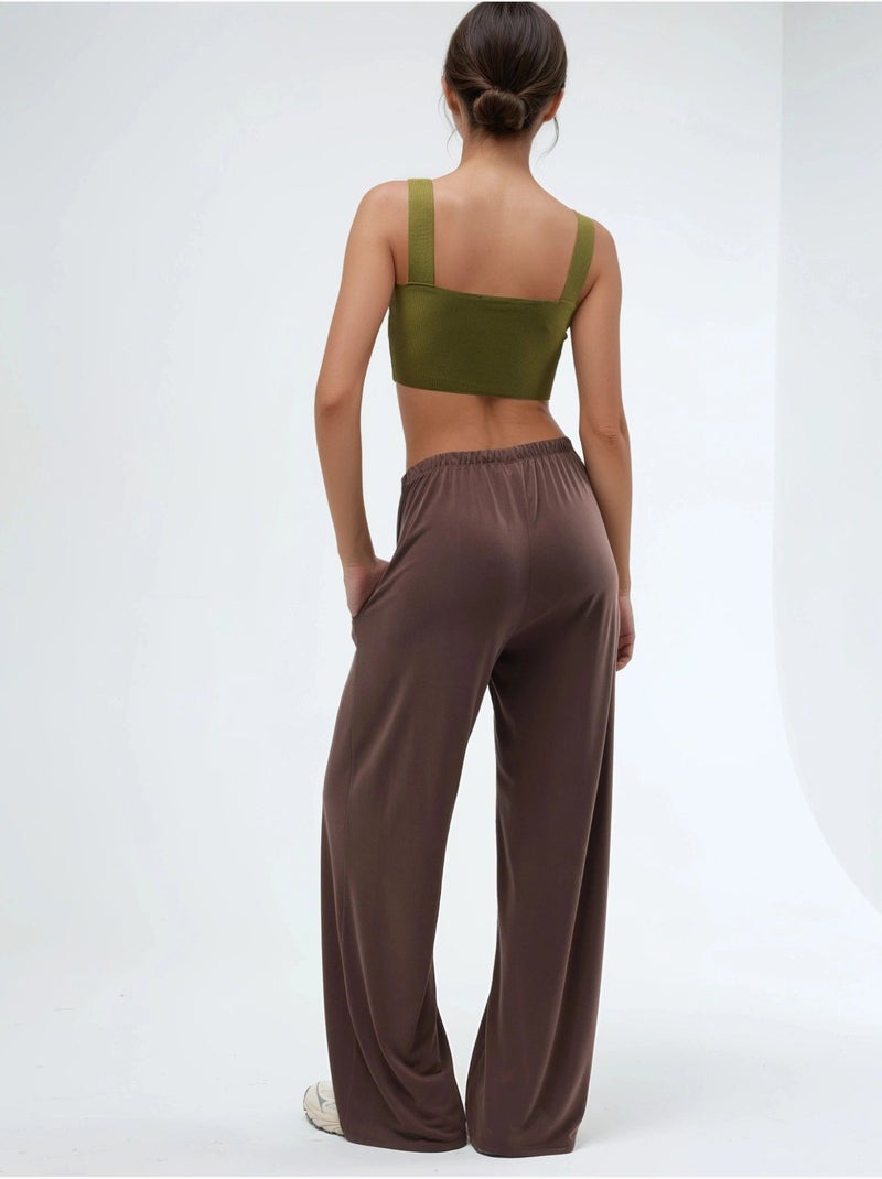 Pantaloni in modal a gamba dritta con vita elasticizzata busem Marrone chiaro - Kiabi