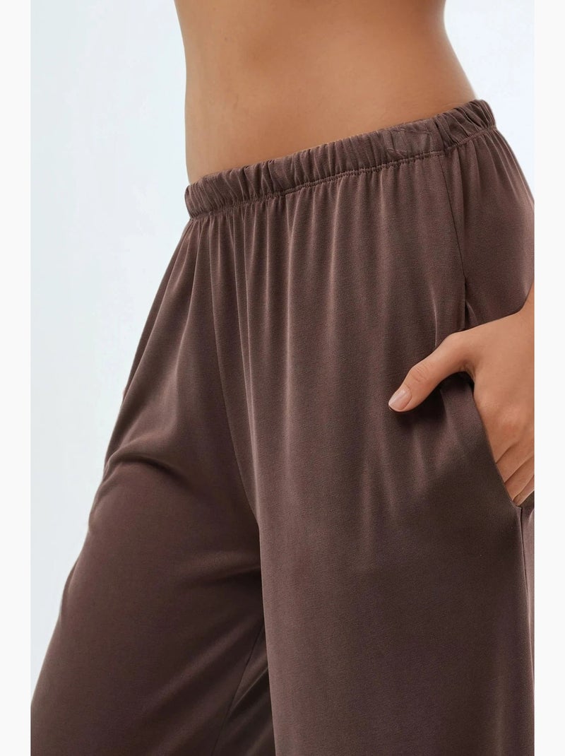 Pantaloni in modal a gamba dritta con vita elasticizzata busem Marrone chiaro - Kiabi
