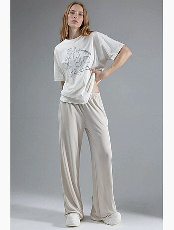 Pantaloni in modal a gamba dritta con vita elasticizzata busem