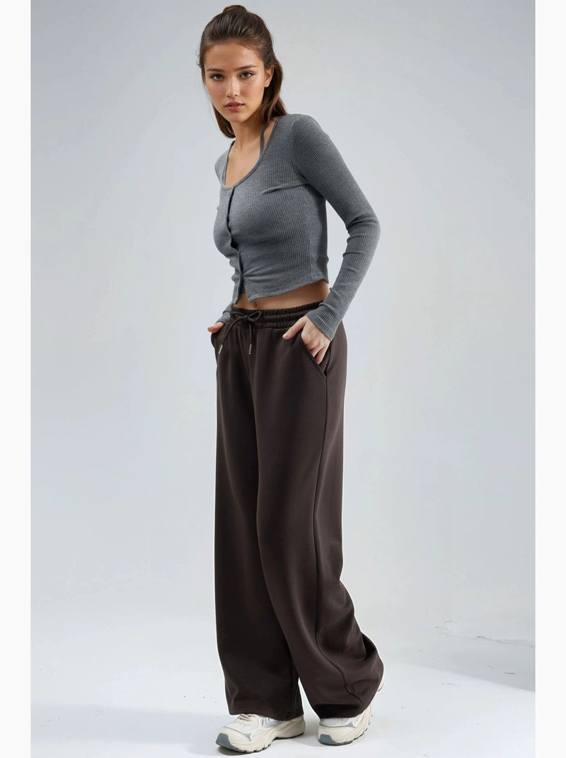 Pantaloni in modal a vita media e gamba ampia busem Marrone scuro - Kiabi