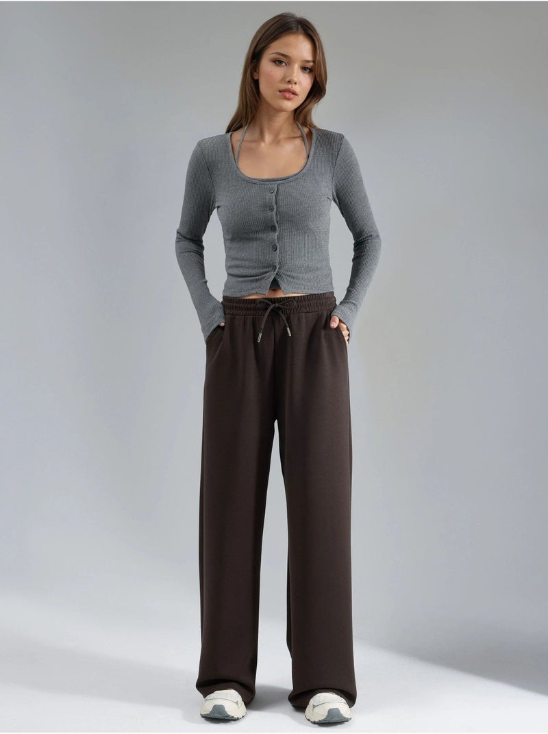 Pantaloni in modal a vita media e gamba ampia busem Marrone scuro - Kiabi