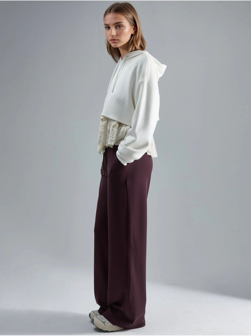 Pantaloni in modal a vita media e gamba ampia busem Rosso bordeaux - Kiabi