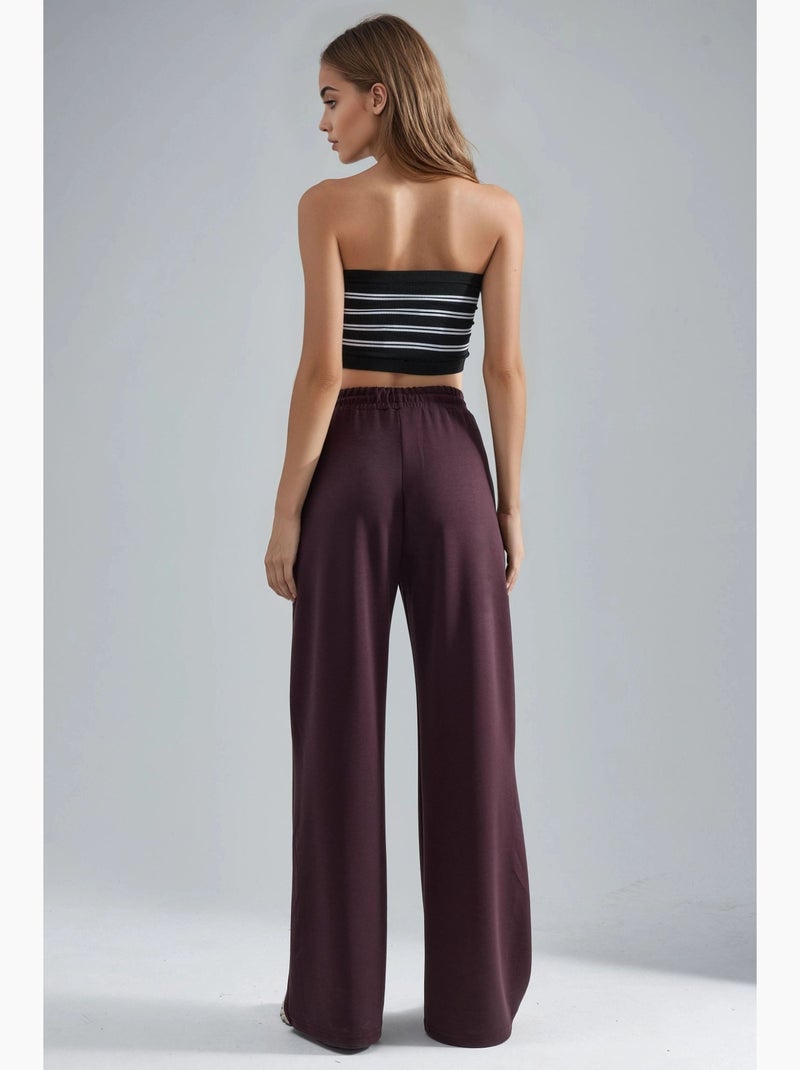 Pantaloni in modal a vita media e gamba ampia busem Rosso bordeaux - Kiabi