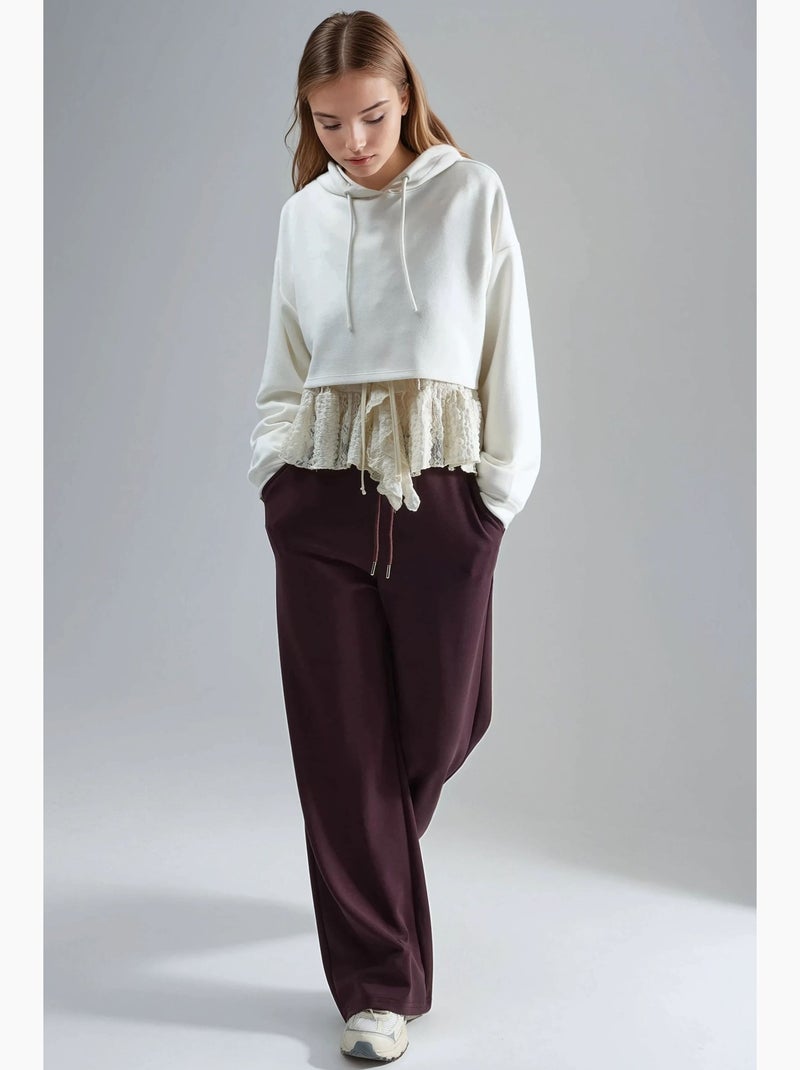 Pantaloni in modal a vita media e gamba ampia busem Rosso bordeaux - Kiabi