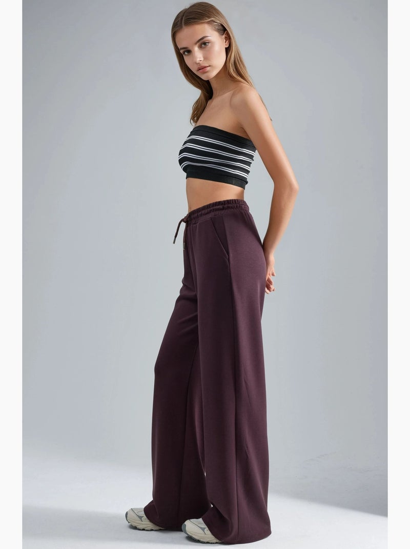 Pantaloni in modal a vita media e gamba ampia busem Rosso bordeaux - Kiabi