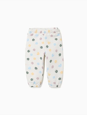 Pantaloni in pile spazzolato con motivo a pois