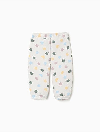 Pantaloni in pile spazzolato con motivo a pois