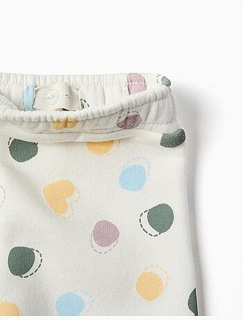 Pantaloni in pile spazzolato con motivo a pois