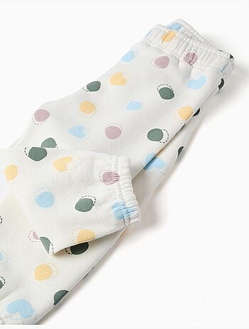 Pantaloni in pile spazzolato con motivo a pois