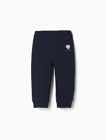 Pantaloni in pile spazzolato con stampa di cuore