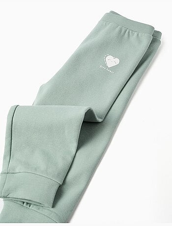 Pantaloni in pile spazzolato con stampa di cuore