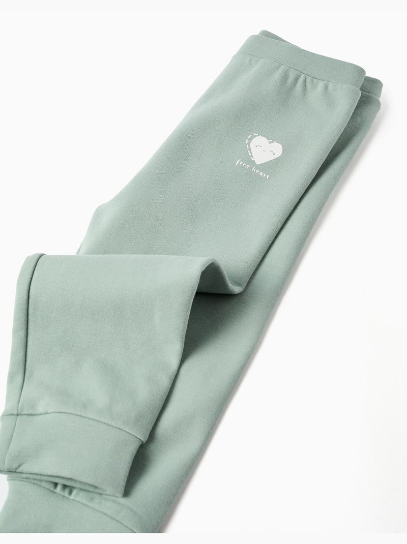 Pantaloni in pile spazzolato con stampa di cuore Verde - Kiabi