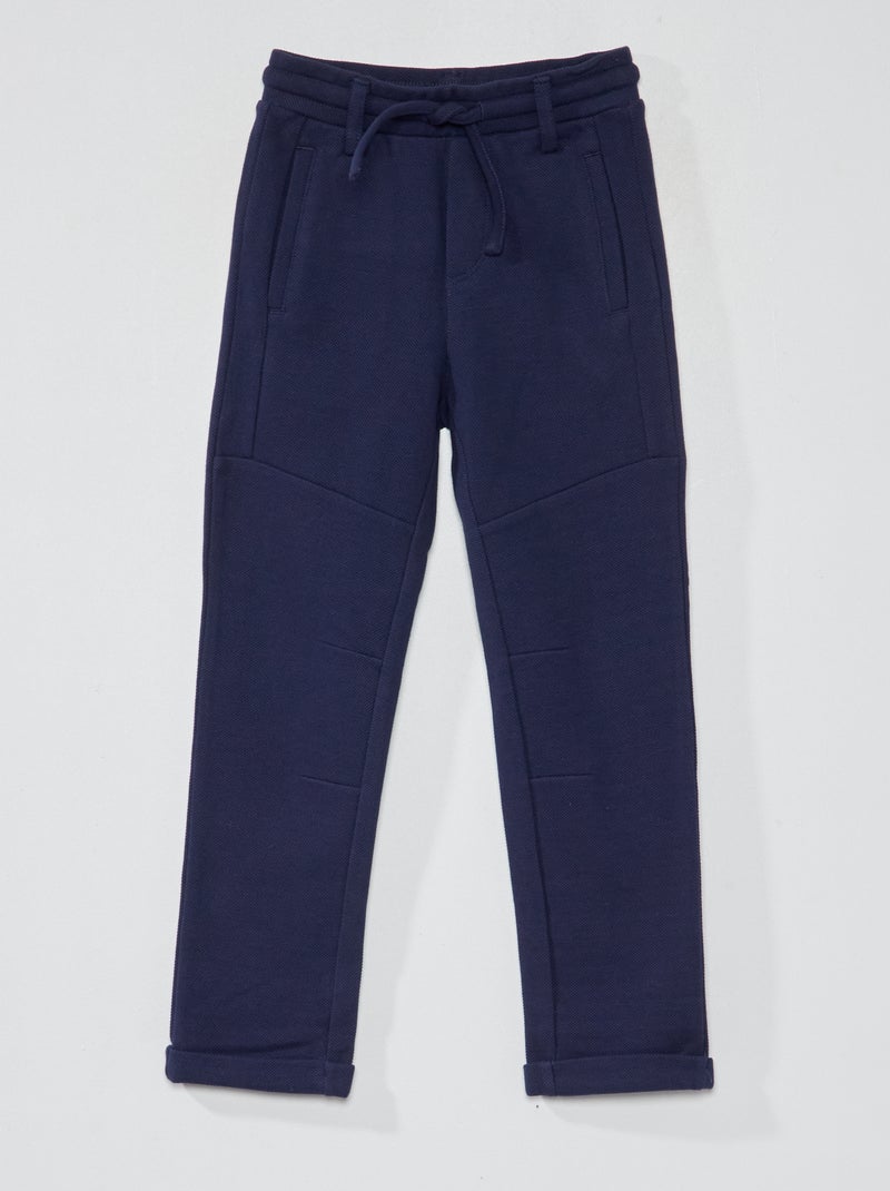 Pantaloni in piqué di cotone - Taglio più aderente blu nero - Kiabi