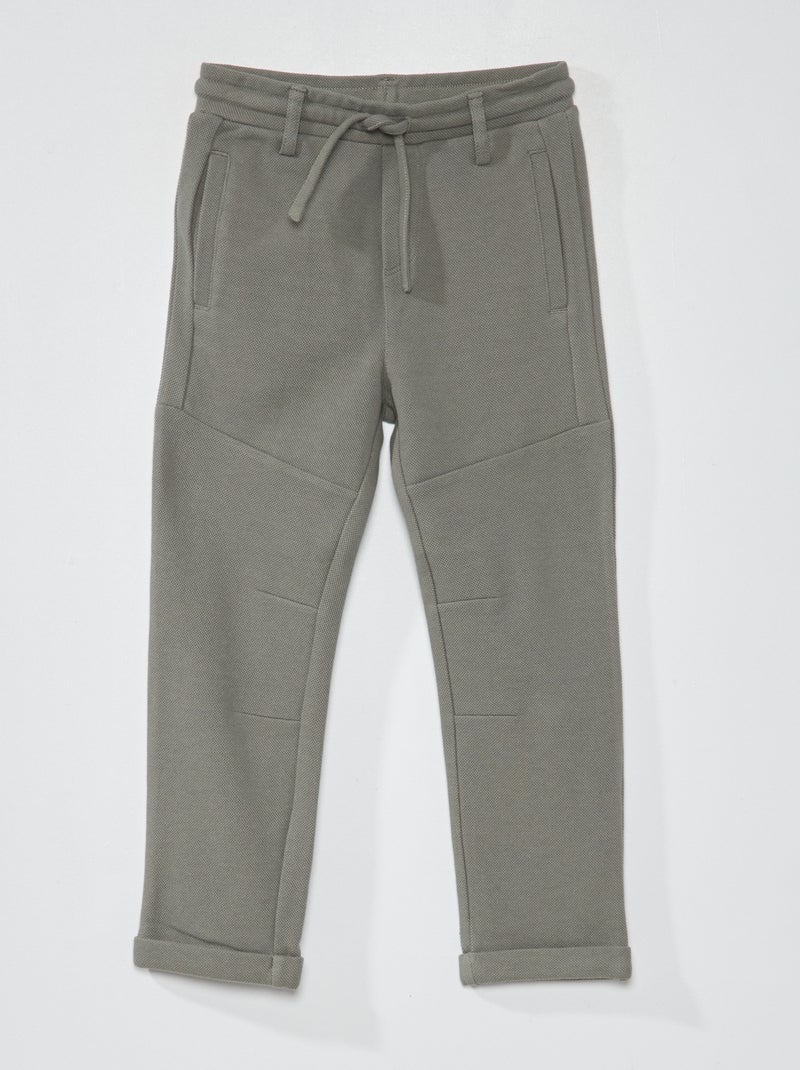 Pantaloni in piqué di cotone - Taglio più confortevole grigio verde - Kiabi