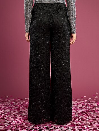 Pantaloni in pizzo con strass