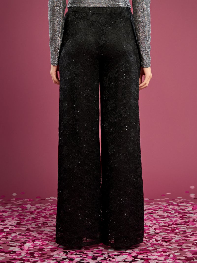 Pantaloni in pizzo con strass Nero - Kiabi