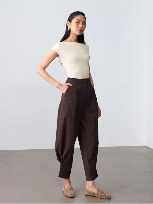 Pantaloni in popeline a vita alta a gamba ampia da donna dilvin - Kiabi Pantaloni in popeline a vita alta a gamba ampia da donna dilvin - Kiabi