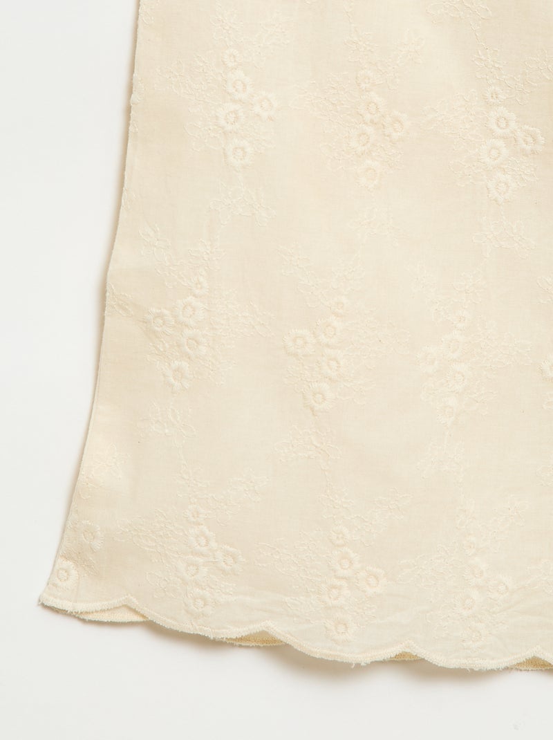 Pantaloni in popeline con ricami Bianco - Kiabi