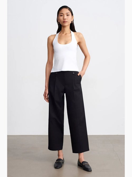 Pantaloni in popeline di cotone a vita alta e gamba ampia dilvin - Kiabi Pantaloni in popeline di cotone a vita alta e gamba ampia dilvin - Kiabi