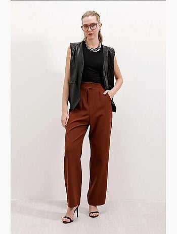 Pantaloni in raso a vita alta a gamba ampia con pieghe bdart