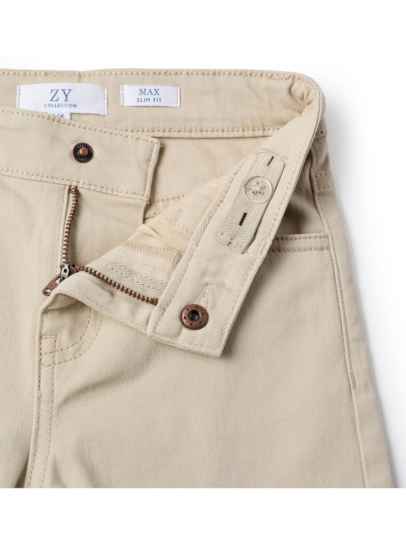 Pantaloni in saffiano 'slim fit' Beige chiaro - Kiabi