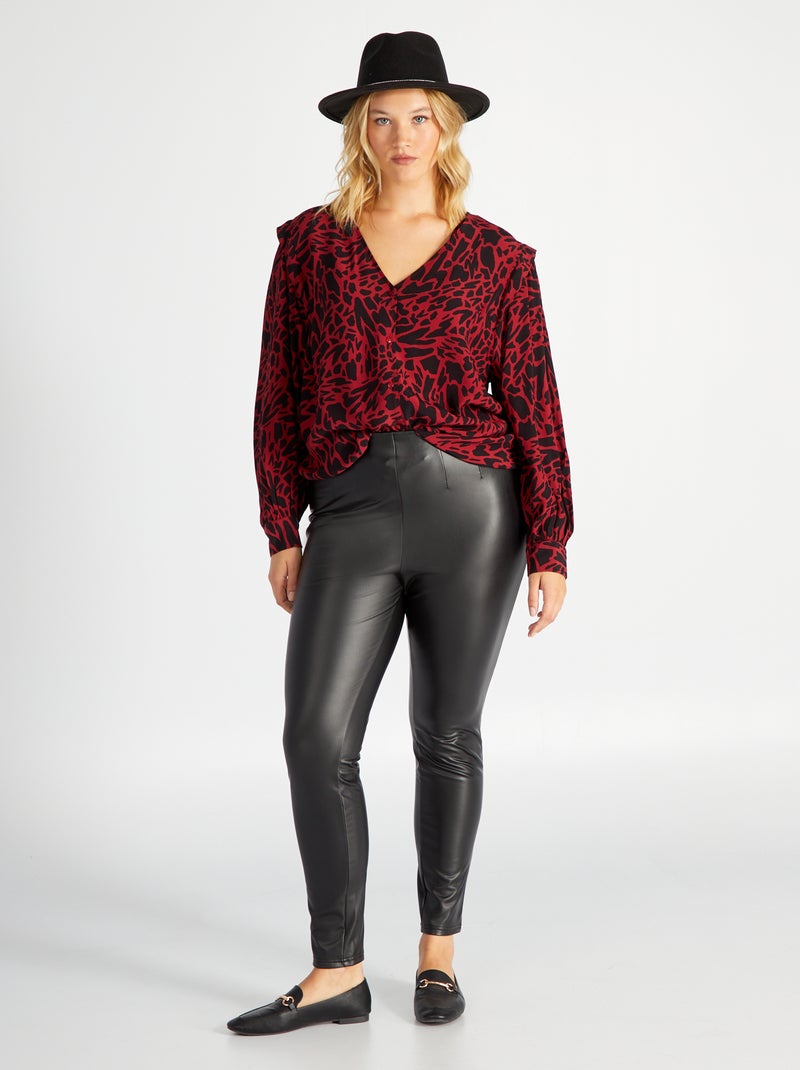 Pantaloni in similpelle a vita alta nero - Kiabi