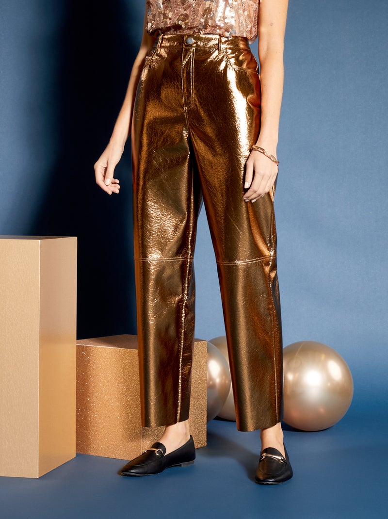 Pantaloni in similpelle dorata GIALLO - Kiabi