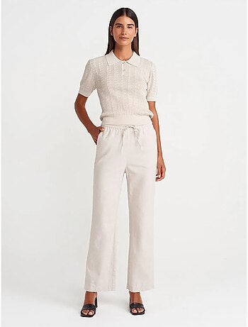 Pantaloni in tencel a gamba ampia con vita con coulisse dilvin