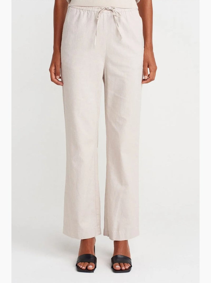 Pantaloni in tencel a gamba ampia con vita con coulisse dilvin Bianco sporco - Kiabi