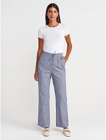 Pantaloni in tencel a gamba ampia con vita con coulisse dilvin