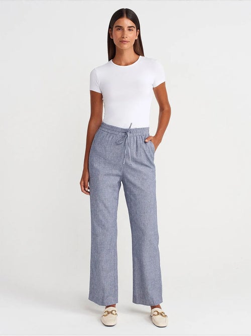 Pantaloni in tencel a gamba ampia con vita con coulisse dilvin - Kiabi Pantaloni in tencel a gamba ampia con vita con coulisse dilvin - Kiabi