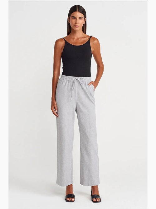 Pantaloni in tencel a gamba ampia con vita con coulisse dilvin - Kiabi Pantaloni in tencel a gamba ampia con vita con coulisse dilvin - Kiabi