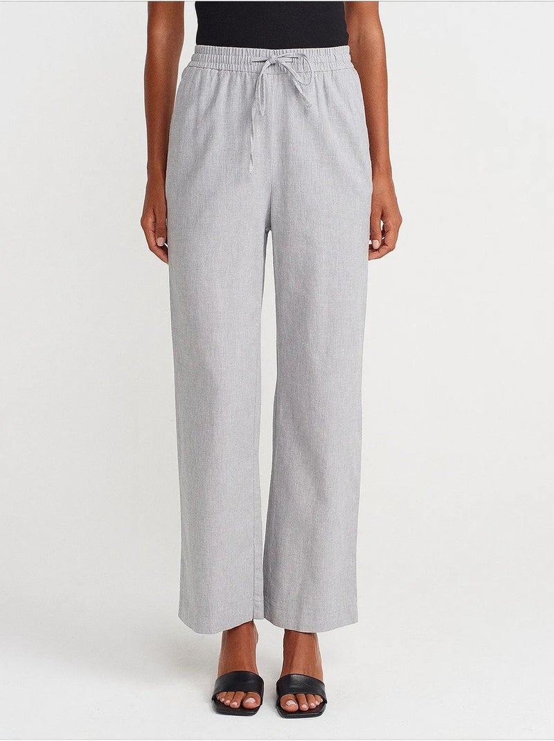 Pantaloni in tencel a gamba ampia con vita con coulisse dilvin Grigio chiaro - Kiabi