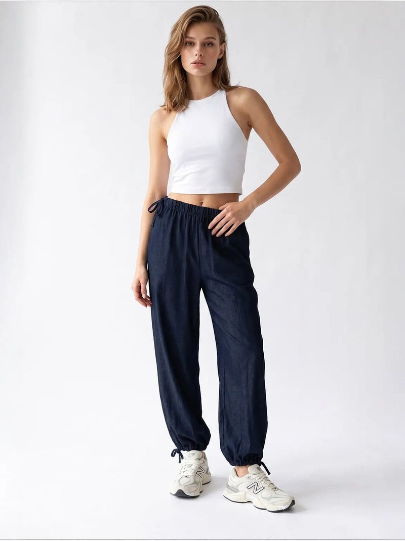 Pantaloni in tencel a gamba dritta mixray Blu marino - Kiabi