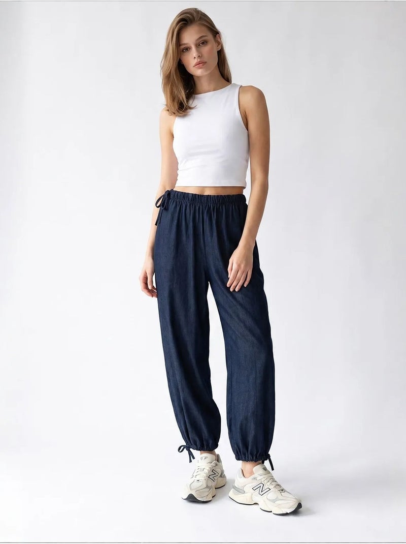 Pantaloni in tencel a gamba dritta mixray Blu marino - Kiabi