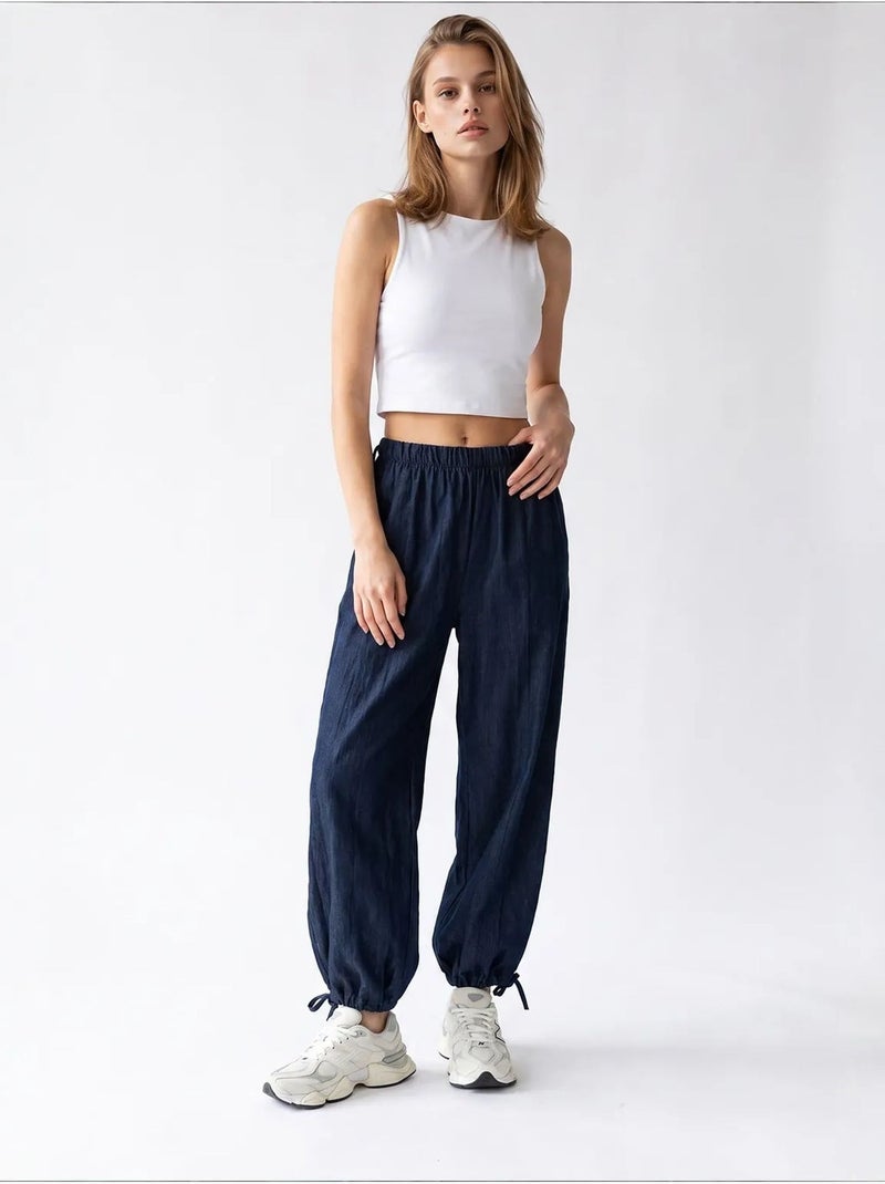 Pantaloni in tencel a gamba dritta mixray Blu marino - Kiabi