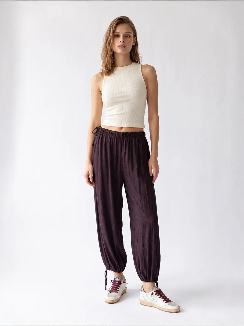 Pantaloni in tencel a gamba dritta mixray Marrone cioccolato - Kiabi