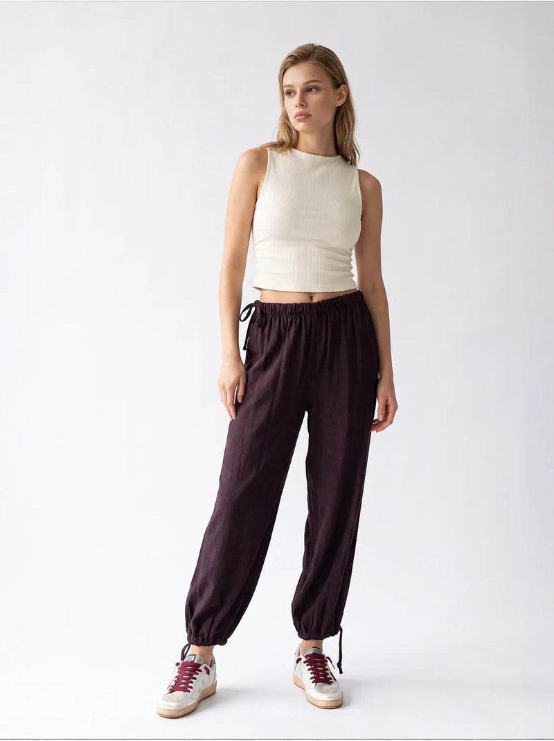 Pantaloni in tencel a gamba dritta mixray Marrone cioccolato - Kiabi