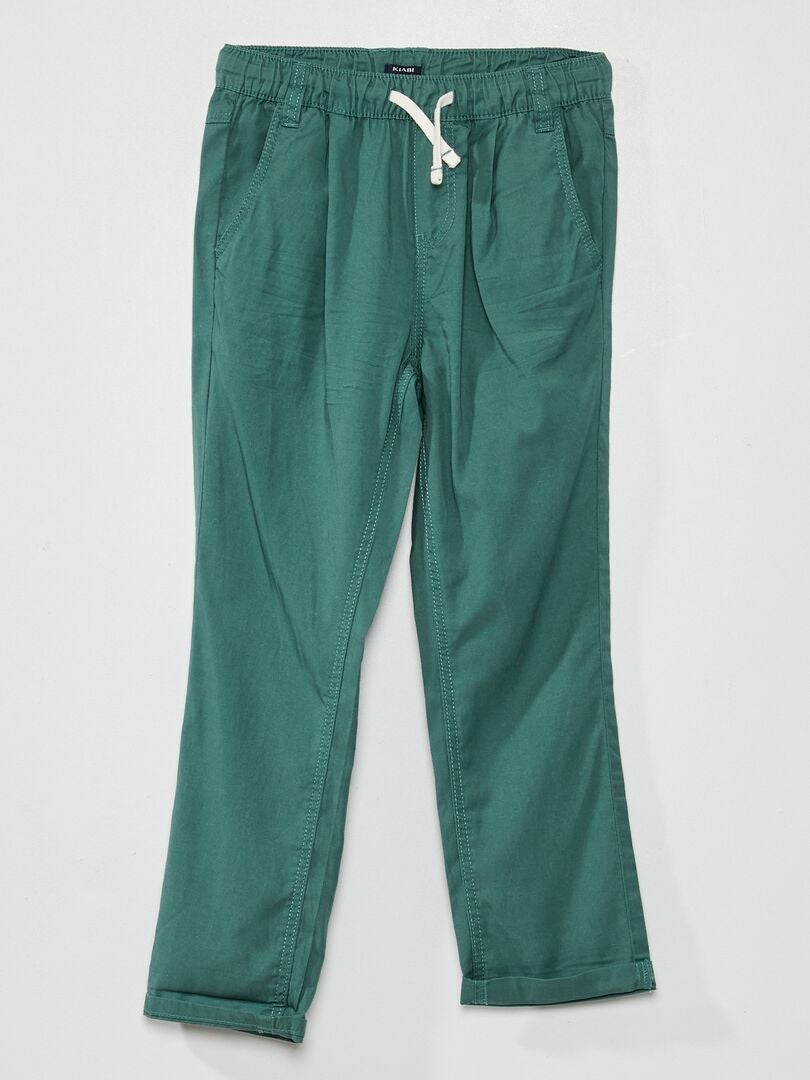 Pantaloni in tencel con vita elasticizzata verde grigio - Kiabi