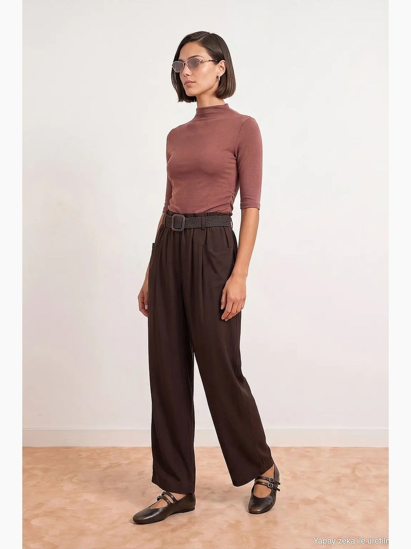 Pantaloni in tencel dilvin Marrone cioccolato - Kiabi