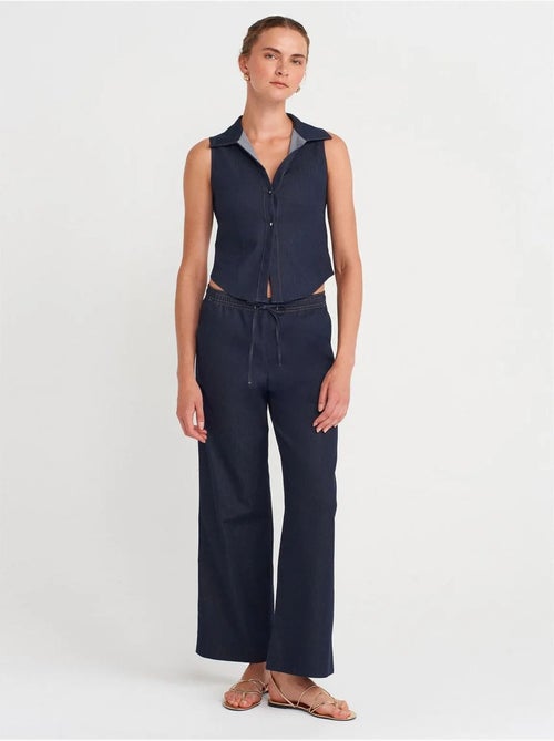 Pantaloni in tessuto a gamba larga con vita con coulisse dilvin - Kiabi Pantaloni in tessuto a gamba larga con vita con coulisse dilvin - Kiabi