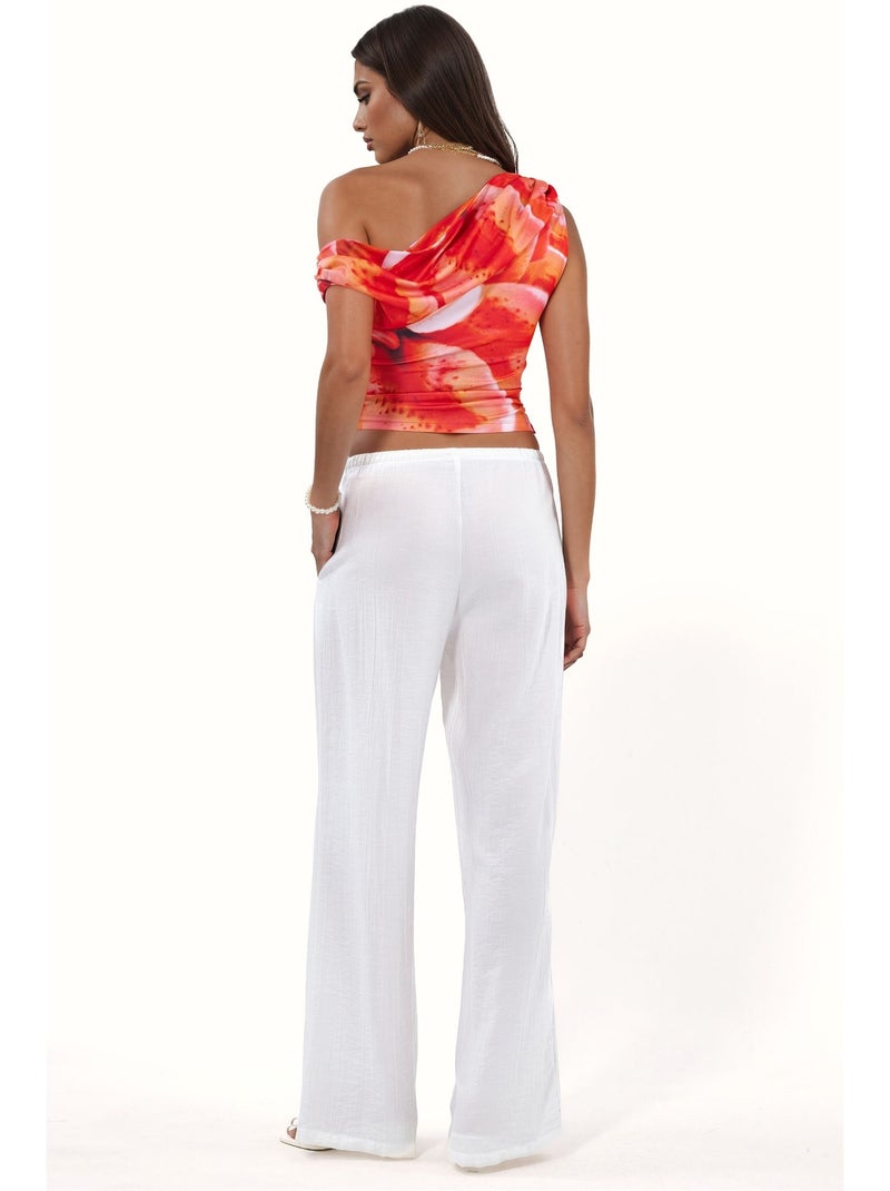 Pantaloni in tessuto a gamba larga da donna busem Bianco - Kiabi