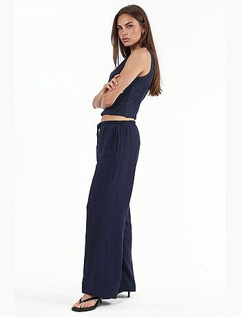 Pantaloni in tessuto a gamba larga da donna busem