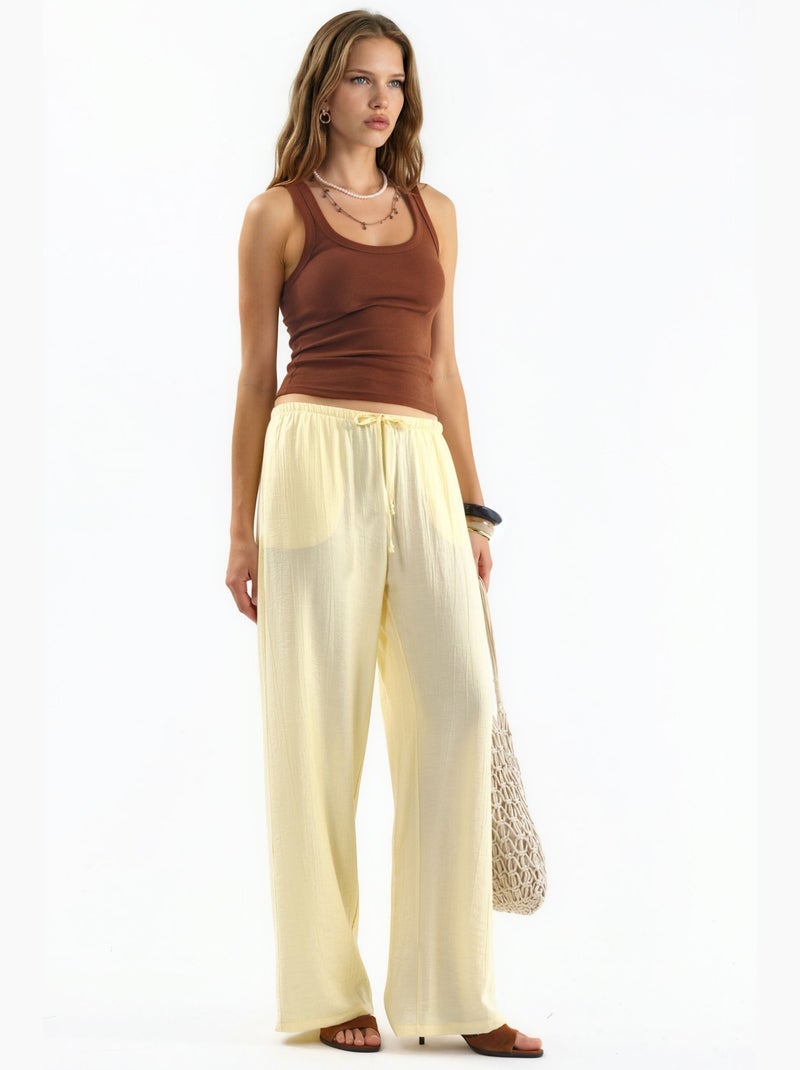 Pantaloni in tessuto a gamba larga da donna busem Giallo limone - Kiabi