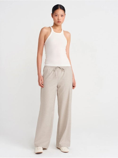 Pantaloni in tessuto a righe a gamba ampia dilvin - Kiabi Pantaloni in tessuto a righe a gamba ampia dilvin - Kiabi