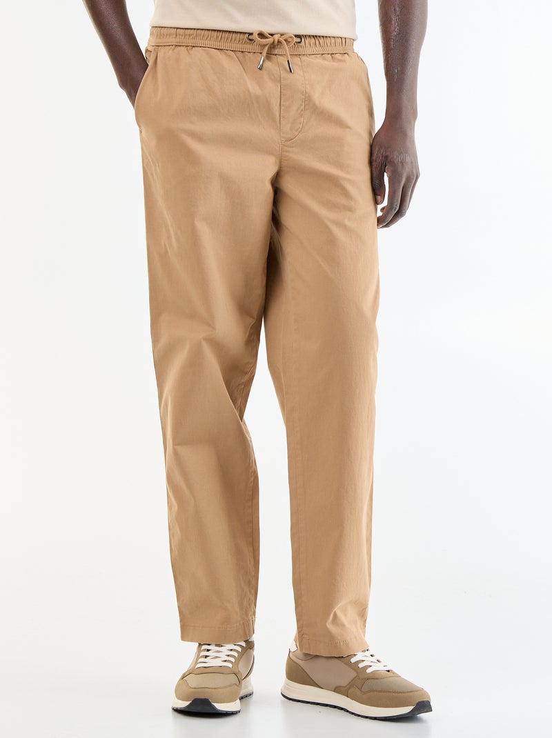 Pantaloni in tessuto effetto pelle di pesca Beige - Kiabi