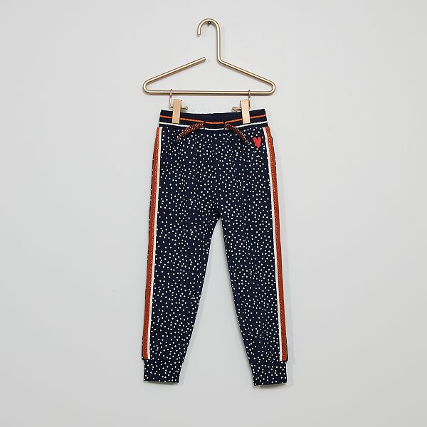 Pantaloni in tessuto felpato a pois Bambina 3-12 anni - blu marine - Kiabi  - 8,00€