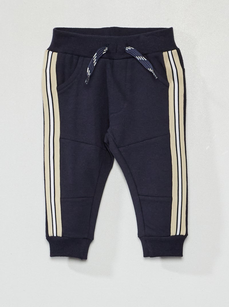 Pantaloni in tessuto felpato con bande a contrasto - blu marine - 8.00