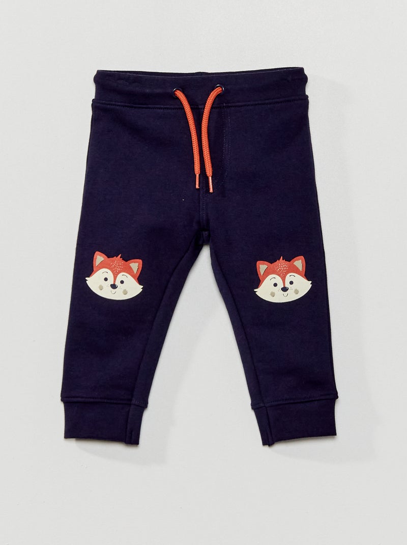 Pantaloni in tessuto felpato con dettagli sulle ginocchia blu marine - Kiabi