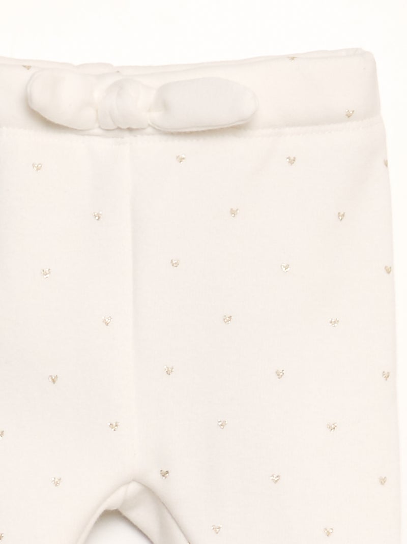 Pantaloni in tessuto felpato con fiocco BIANCO - Kiabi